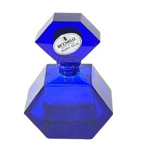 Vintage Bicchielli Argento 925 Sterling Cobalt Blue glass stopper perfume bottle